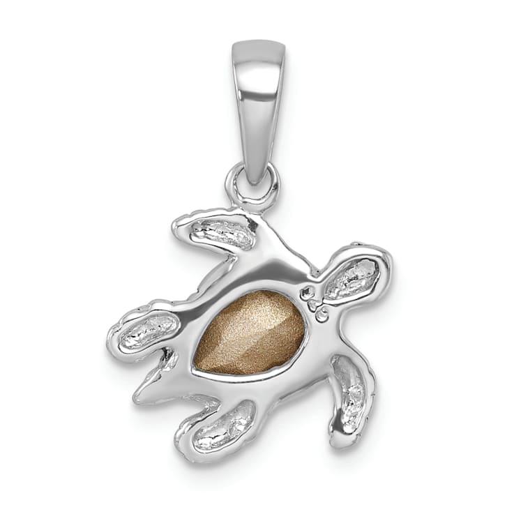 Rhodium Over Sterling Silver Crystal Turtle Pendant