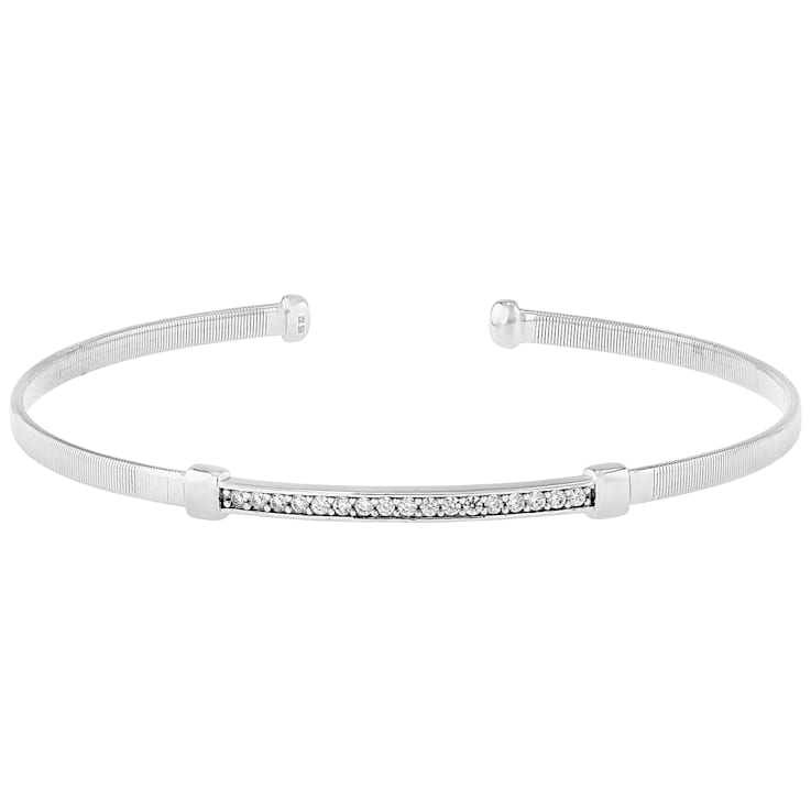 Bangle Bracelet With CZ In Sterling Silver