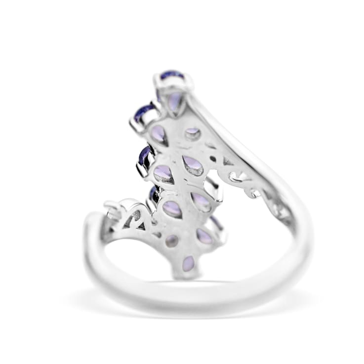 Rhodium Over Sterling Silver Mixed Shape Tanzanite Ring 1.96ctw