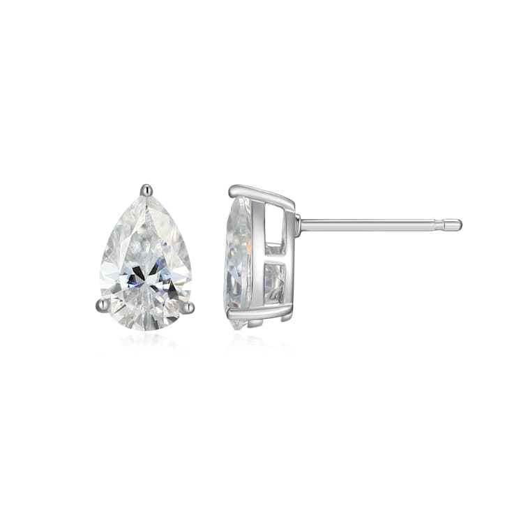 Pear Shape Moissanite Platineve Stud Earrings 3.00ctw DEW