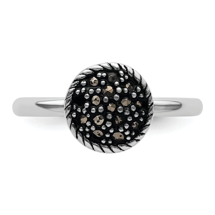 Rhodium Over Sterling Silver Stackable Expressions Marcasite Ring
