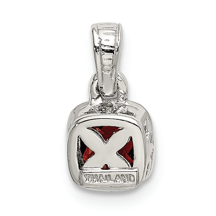 Rhodium Over Sterling Silver with 14k Accent Garnet Pendant