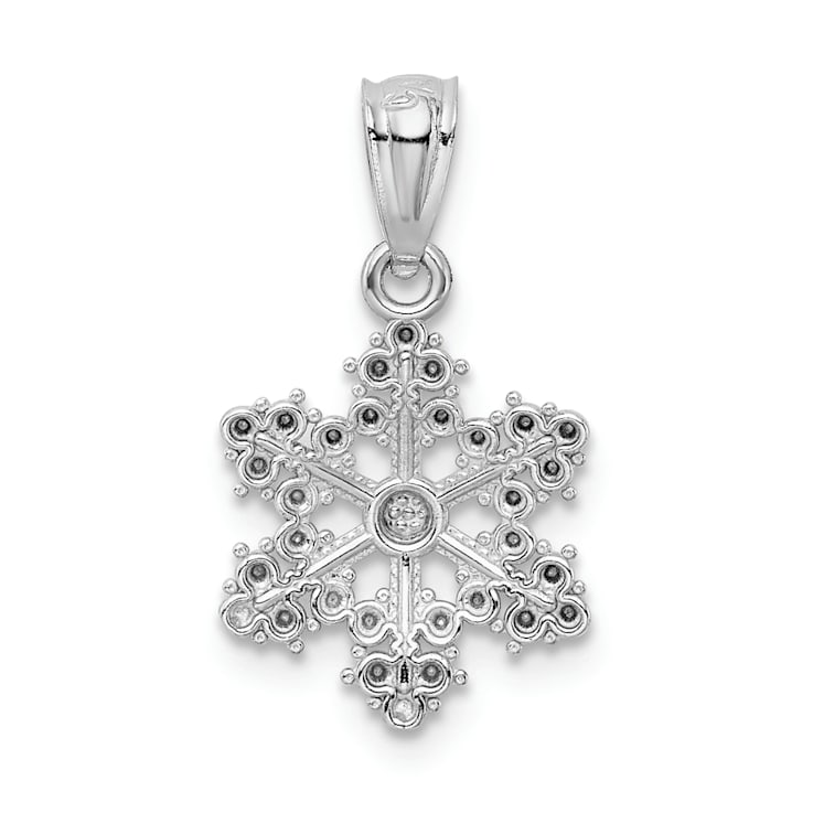 Rhodium Over 14K White Gold Snowflake Pendant