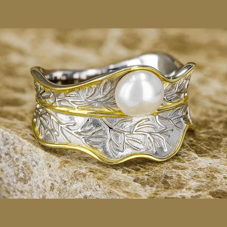 Freshwater Pearl Nature Inspired Two-Tone Ring