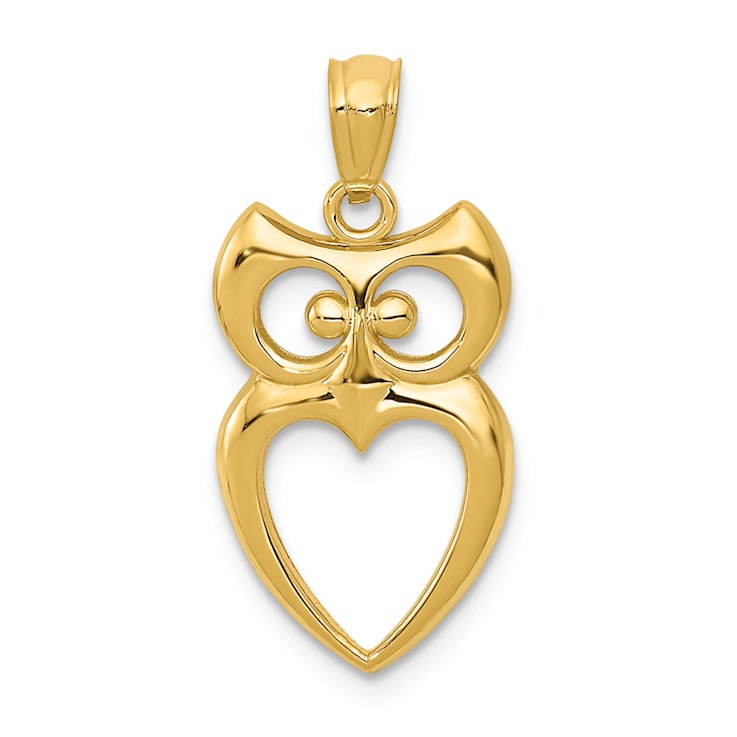 14k Yellow Gold Polished Cut-Out Owl Pendant