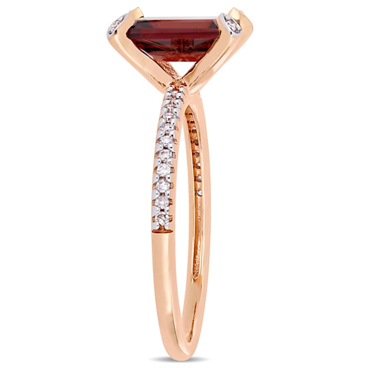 Garnet and Diamond 10K Rose Gold Ring 2.23ctw