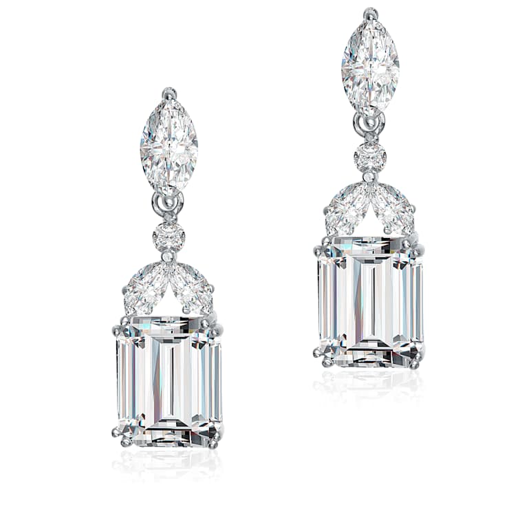 Cascading CZ Drop Earrings In Sterling Silver