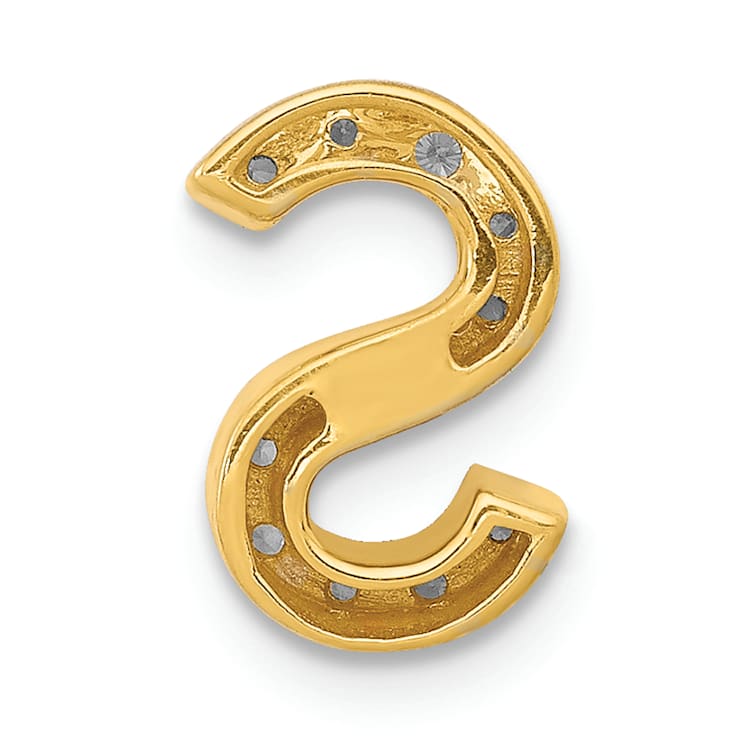 14K Yellow Gold Diamond Letter S Initial Charm