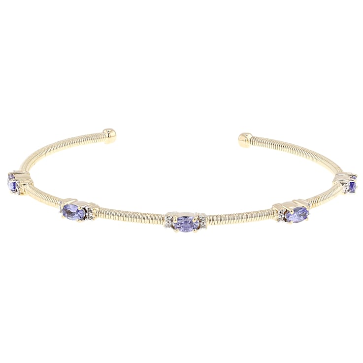 Tanzanite And White Zircon Cuff Bracelet In 18K Gold Over Sterling
Silver 1.10ctw