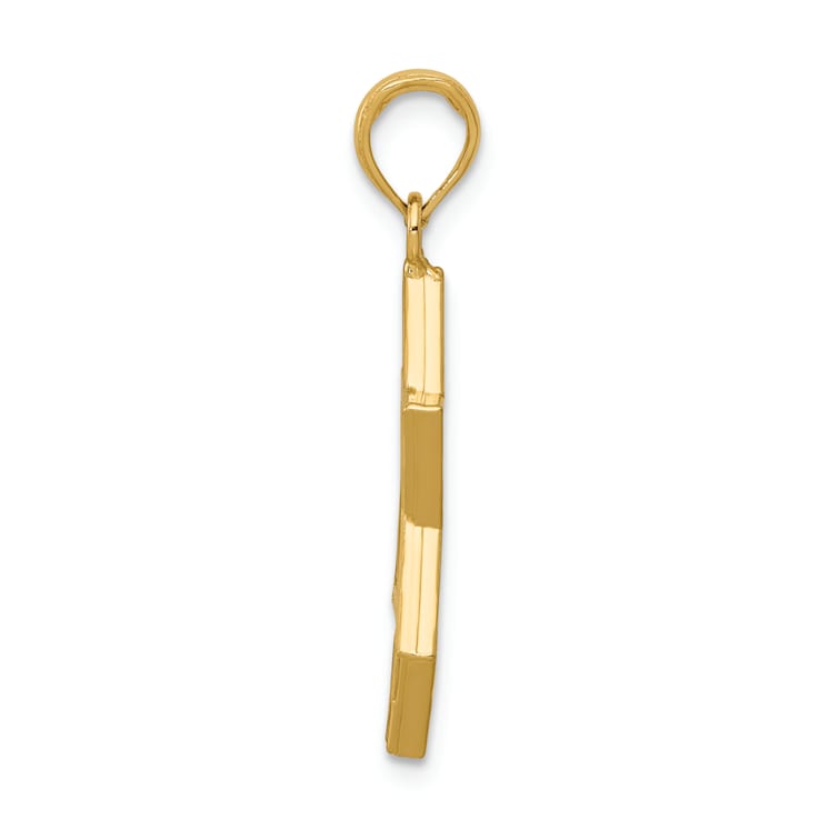 14k Yellow Gold Polished and Textured Star of David Pendant