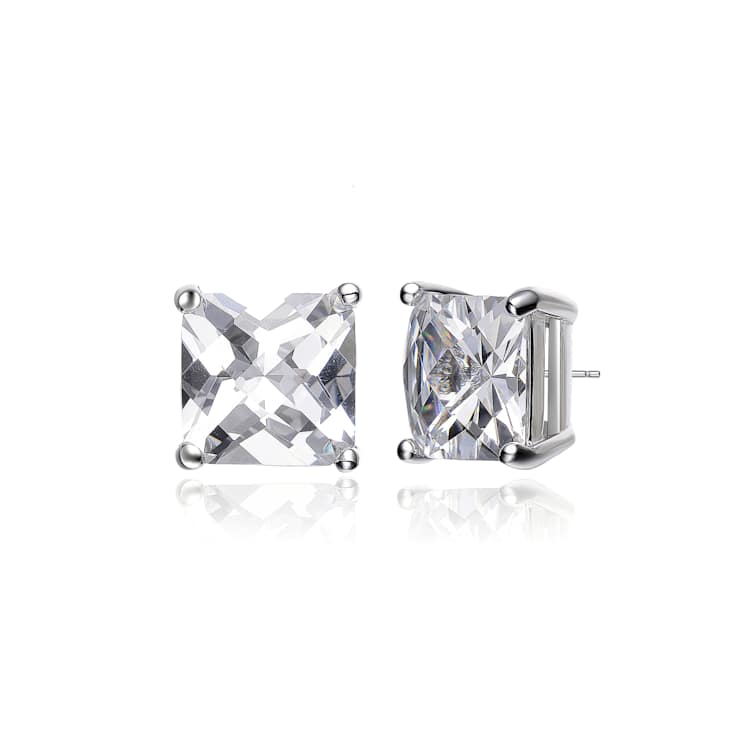 Princess-Cut CZ Stud Earrings In Sterling Silver