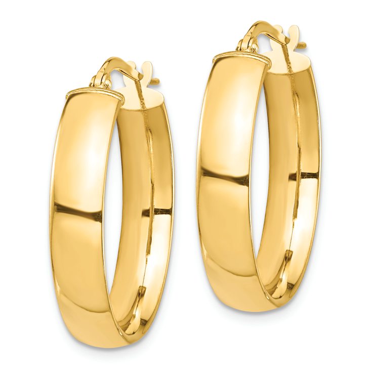 14k Yellow Gold 1" High Polished Hoop Earrings