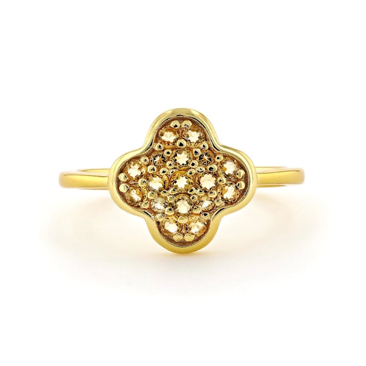Citrine 18K Yellow Gold Over Sterling Silver 4-Leaf Clover Cluster Ring