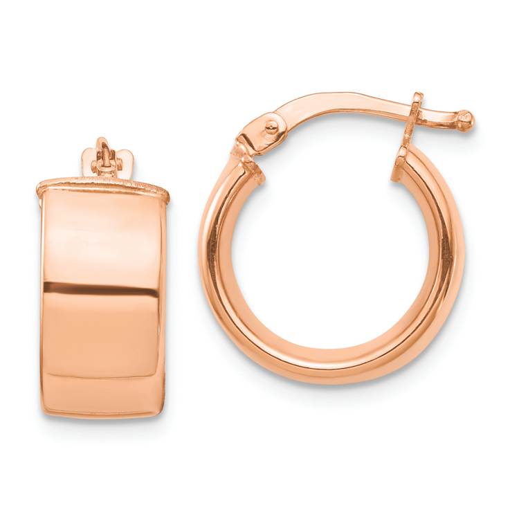 14k Rose Gold High Polished 5/8" Hoop Earrings