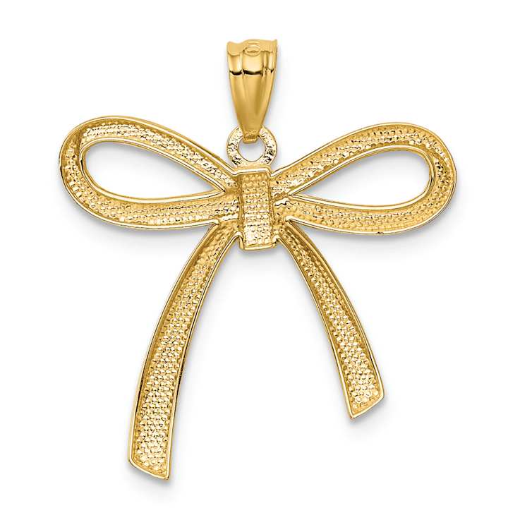 14k Yellow Gold Polished Ribbon Bow Pendant