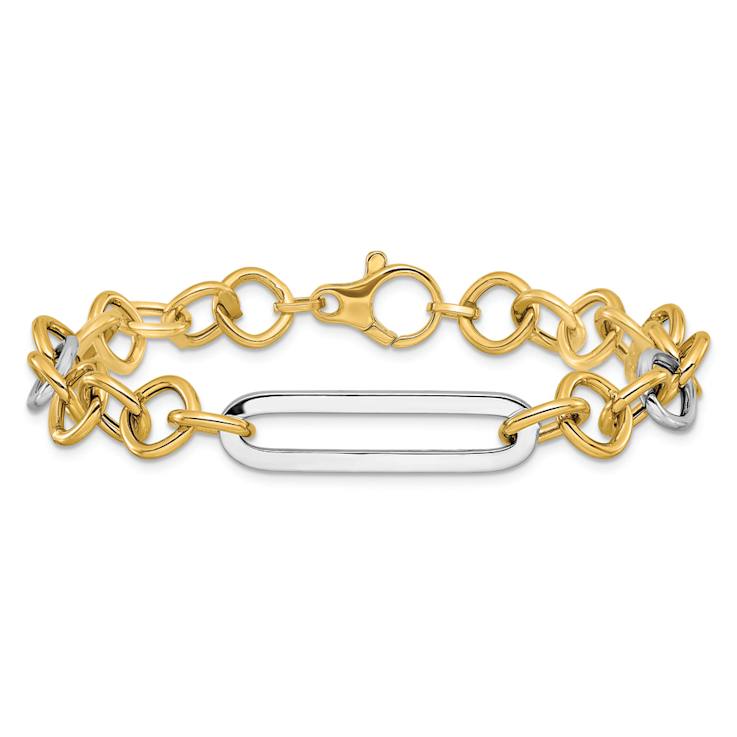 14k Yellow Gold and 14k White Gold 9.1mm Fancy Link Bracelet