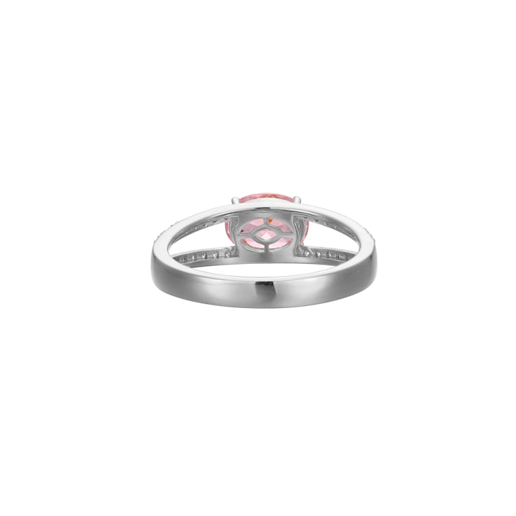 Pink And White Cubic Zirconia Platinum Over Sterling Silver Ring 1.72ctw