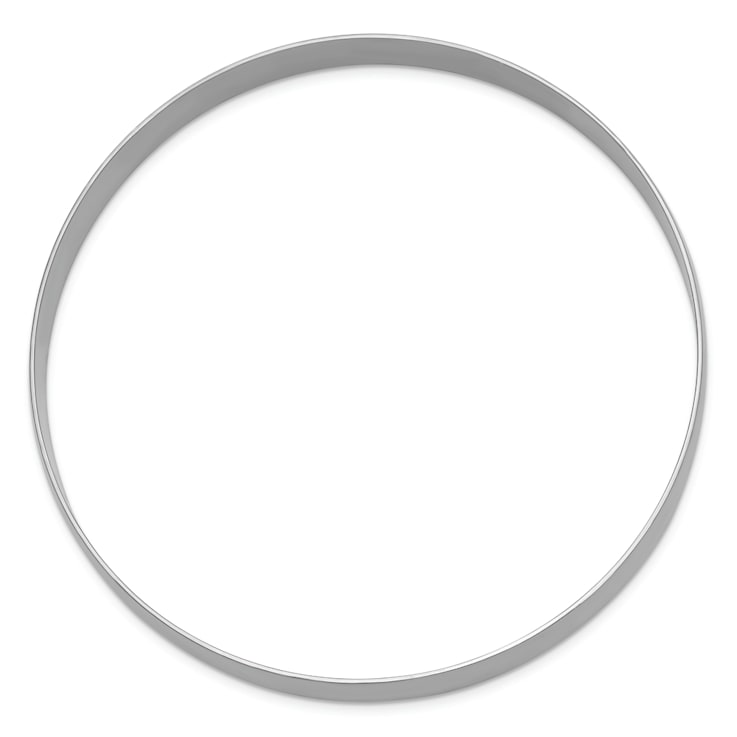 Rhodium Over 14k White Gold 8mm Solid Polished Half-Round Slip-On Bangle