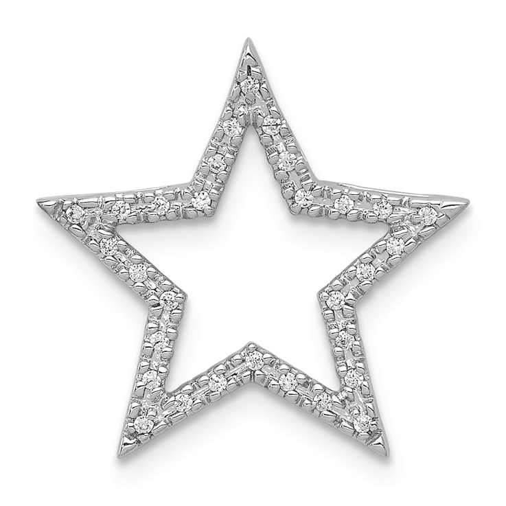 Rhodium Over 14k White Gold Diamond Star Chain Slide Pendant
