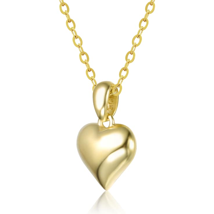 Sleek Heart Pendant Necklace In 14K Gold Over Sterling Silver