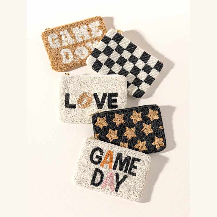 Shiraleah "GAME DAY" Glass Beaded Zip Pouch