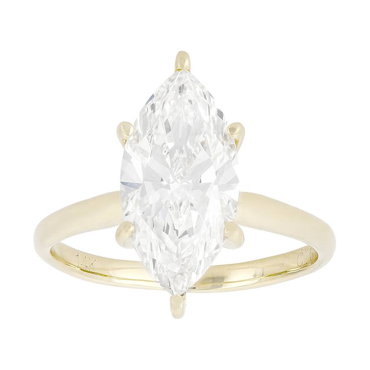 Lab-Grown Diamond Marquise Solitaire Ring In 14K Yellow Gold 3.00ct