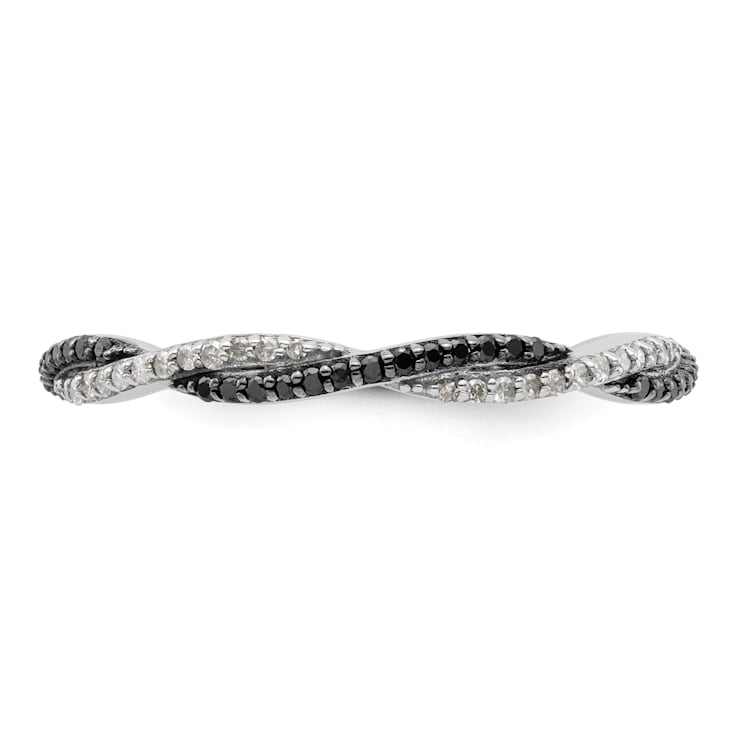 Sterling Silver Stackable Expressions Polished Black and White Diamond
Ring 0.264ctw