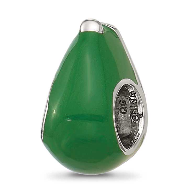 Sterling Silver Kids Enamel Avocado Half with Pit Bead