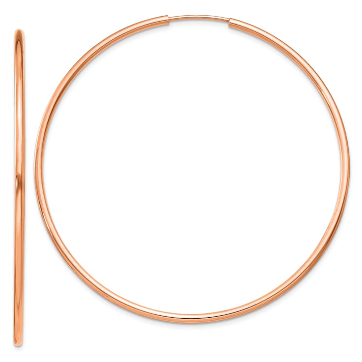 14k Rose Gold 2" Polished Hoop Earrings