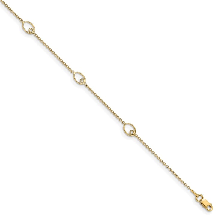 14K Yellow Gold Polished with 1-inch Extension Anklet