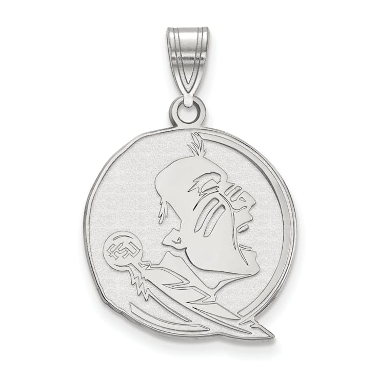 Rhodium Over Sterling Silver LogoArt Florida State University Large Pendant