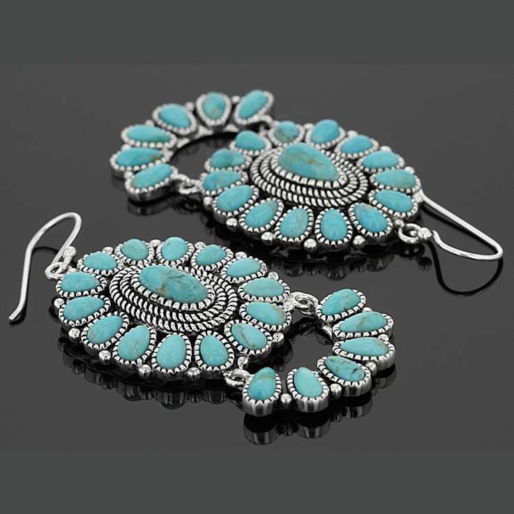 Turquoise Dangle Earrings In Sterling Silver