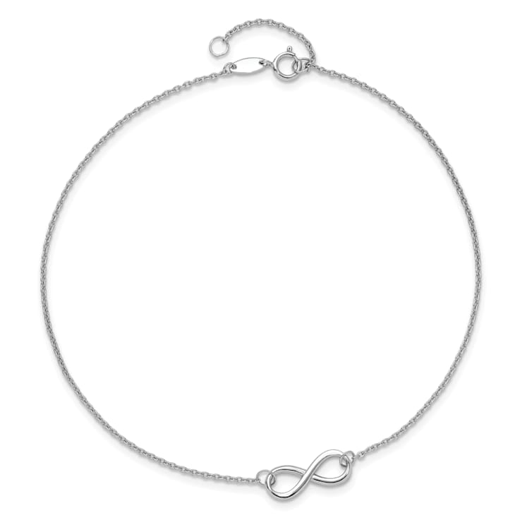 14K White Gold Polished Infinity with 1-inch Extension Anklet