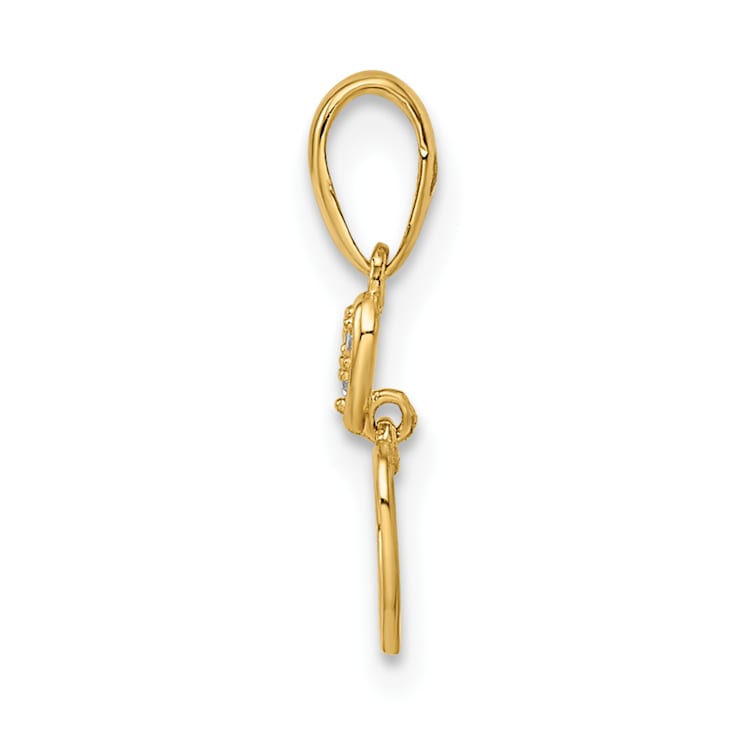 14K Yellow Gold Cubic Zirconia Hearts Dangle Pendant