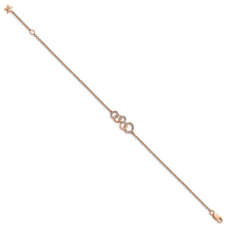 14k Rose Gold Diamond Circles with Star Dangle Bracelet