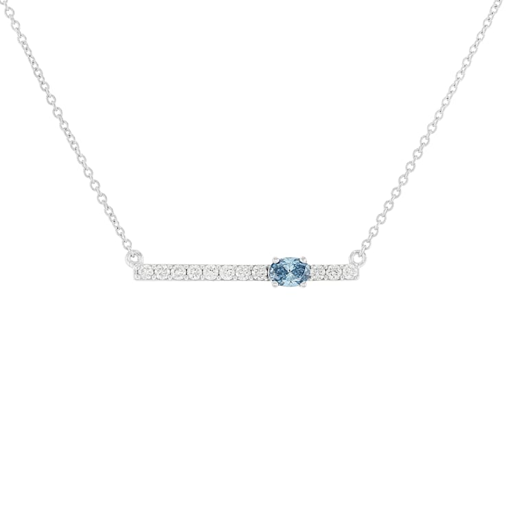 Blue And White Lab-Grown Diamond F-G SI Rhodium Over Sterling Silver
Necklace 0.50ctw