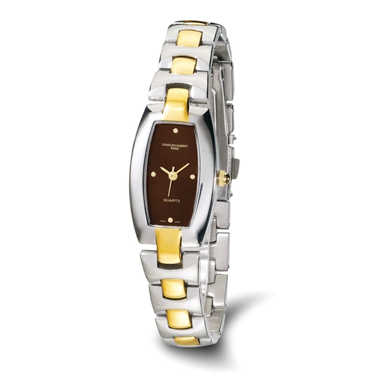 Ladies Charles Hubert IP-plated Stainless Steel Brown Dial 19x31mm Watch