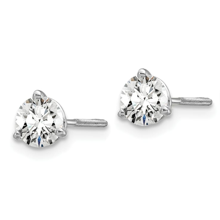 14K White Gold Lab Grown Diamond 2/3ctw VS/SI GH Screw Back 3-Prong Earrings