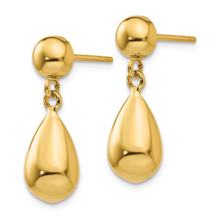 14k Yellow Gold Teardrop Dangle Earrings