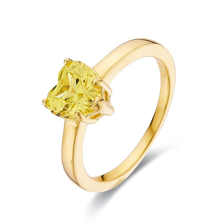 Heart Shape Lab Created Yellow Sapphire 18K Yellow Gold Over Sterling
Silver Solitaire Ring