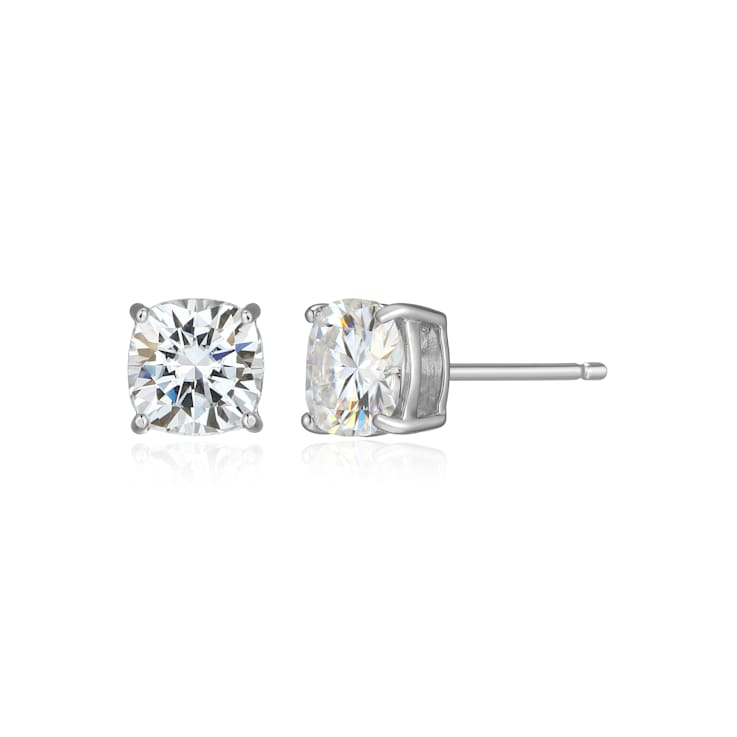 Square Cushion Cut Moissanite Platineve Stud Earrings 2.20ctw DEW