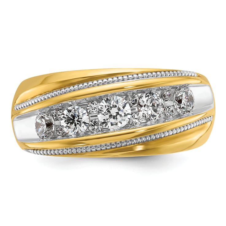 10K Two-tone Yellow Gold with White Rhodium Men's Polished and Milgrain
Diamond Ring 1.01ctw