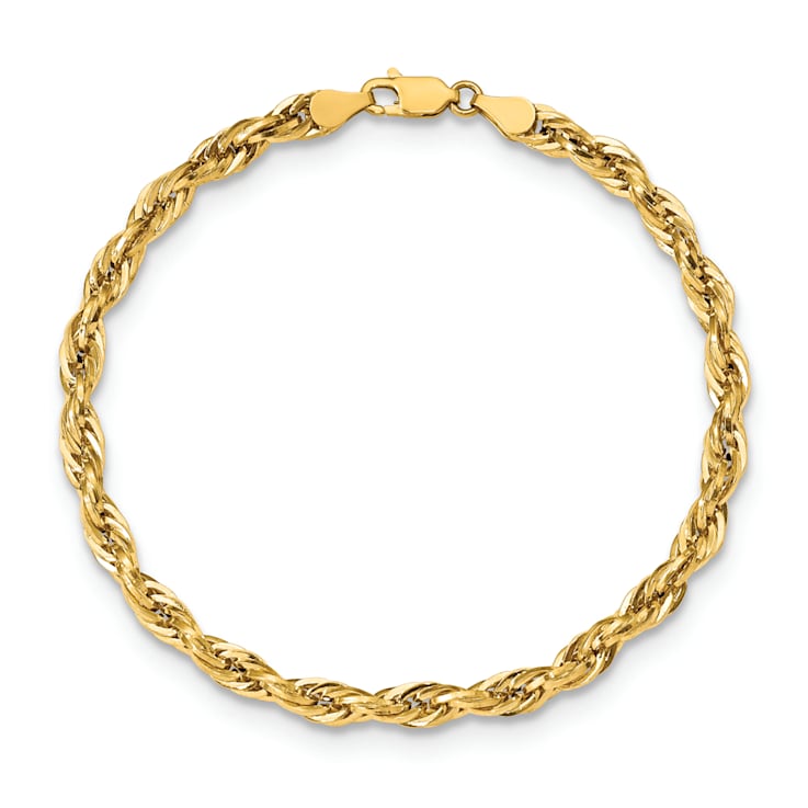 14k Yellow Gold 4.75mm Rope Link Bracelet, 7 Inches