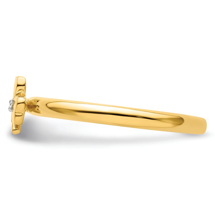 14K Yellow Gold Over Sterling Silver Stackable Expressions Diamond
Clover Ring 0.005ctw