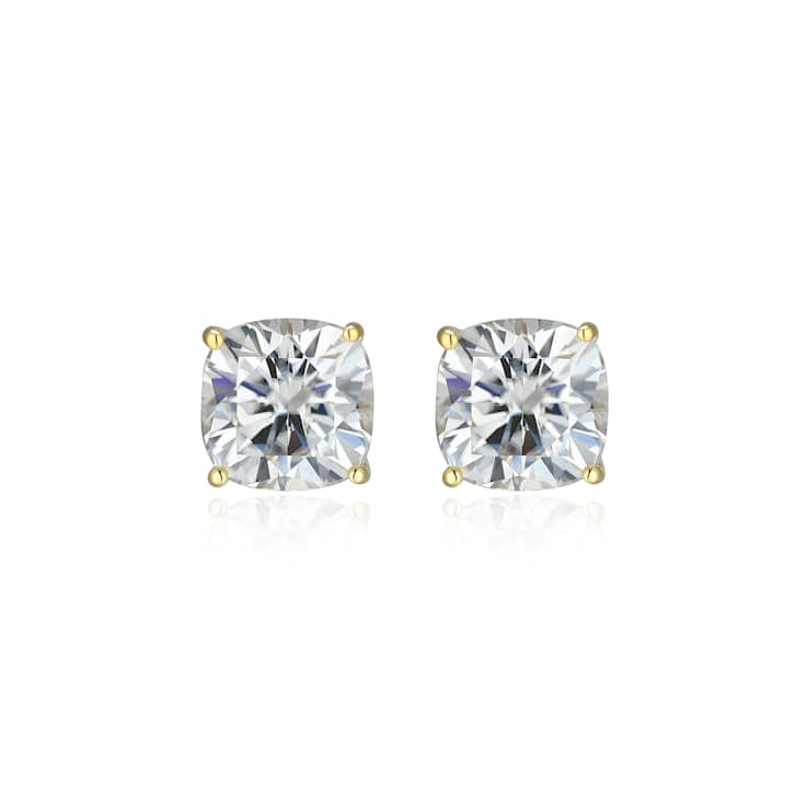 Square Cushion Cut Moissanite 14k Yellow Gold Over Silver Stud Earrings
3.40ctw DEW