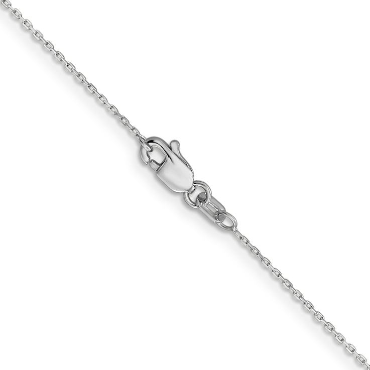 Rhodium Over 14k White Gold 0.8mm Solid Diamond-Cut Cable 14 Inch Chain