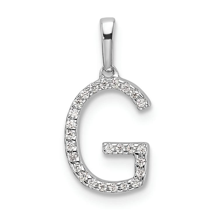 Rhodium Over 14k White Gold Diamond Letter G Initial Pendant