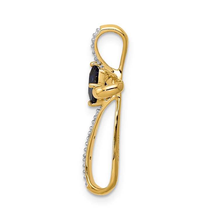 10k Yellow Gold Rhodium Over 10k Yellow Gold 0.46ctw Lab Created
Sapphire and Diamond Cross Pendant