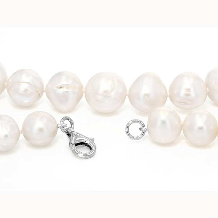 Freshwater Pearl Beaded Necklace In Sterling Silver