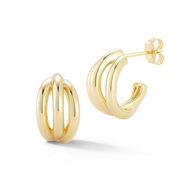 Rachel Zoe Polished Triple Hoop Earrings in 14K Gold Over Sterling Silver